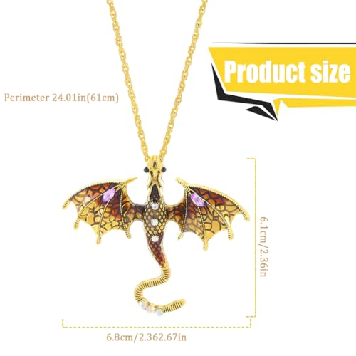 QYEHF Sword dragon Collier, Style vintage, Collier pour homme Madame avec pendentif Dragon avec épée,Pendentif fantaisie mode pour femmes filles Charms Cadeaux, anniversaire, enseignant (marron) – vue 2