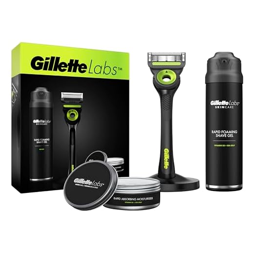 GilletteLabs Pack Regalo Con Maquinilla De Afeitar Negro Y Neón + Gel De Afeitar 198 ml + Crema Hidratante 100 ml