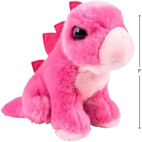 Rhode Island Novelty Prehistoric Brights Pink Stegosaurus, Soft Dinosaur Stuffed Animal for Kids, 7 Inch image 5