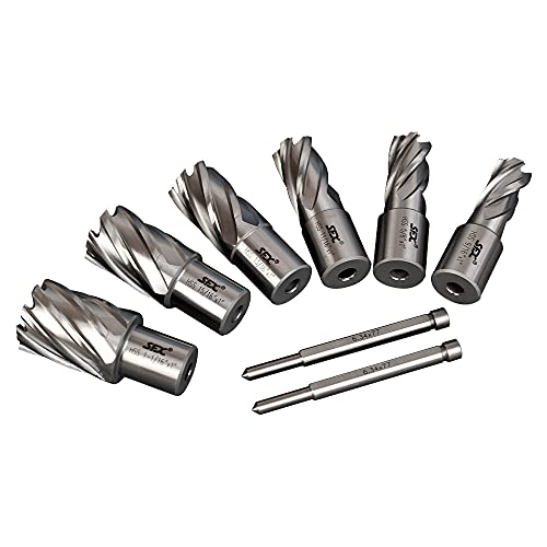 Image of YXHTOOLS HSS Annular Cutter Set 6 pcs Cutting Depth 1" 3/4 Inch Weldon Shank and Diameter 9/16”,5/8”,11/16”,13/16