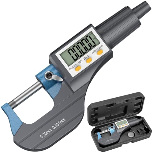 Image of Skypearll Digital Micrometer, Digital Outside Micrometer 0-25 Mm Range With LCD Display Screw Guage Ideal For Accurate Measuring Dimensions in Inches & MM, + /-0.0001 Accuracy