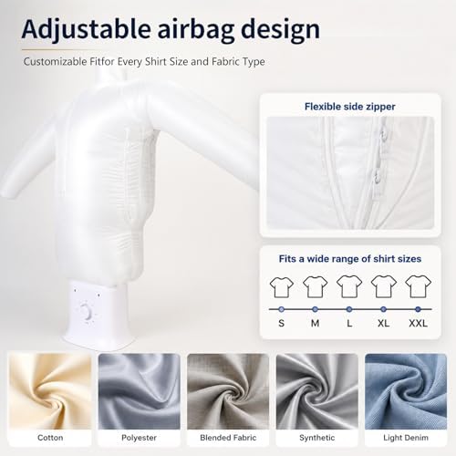 Automatic Ironing Machine, Hands-Free Shirt & Pants Wrinkle Remover, Portable Hot Air Garment Steamer Dryer, Gentle Fabric Care, No Ironing Board Needed for Home, Apartments & Travel (White) — view 6