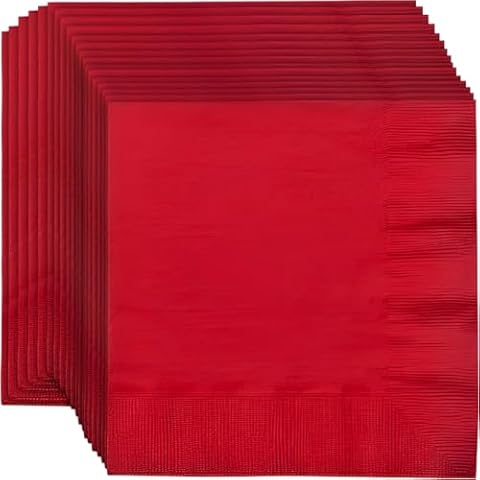Party Dimensions 2-Ply Paper Luncheon Napkins, 13" X 13", Red Cover