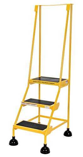 Vestil LAD-3-Y Steel Commercial Spring Loaded Ladders 58 Degree 3 Serrated 16 in. Step Width 300 Lb. Capacity Yellow - Thumbnail 2