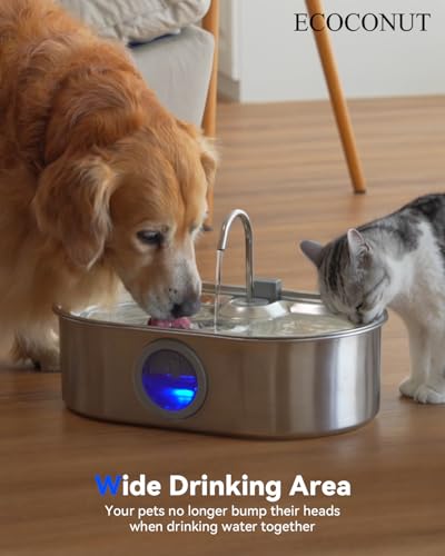 3.4Gal Dog Water Fountain for Large Dogs, 13L Stainless Steel Large Pet Fountain with Deeper & Wider Drinking Area, Automatic Dog Water Bowl Dispenser with Water Window & LED, Super Quiet - Image 6