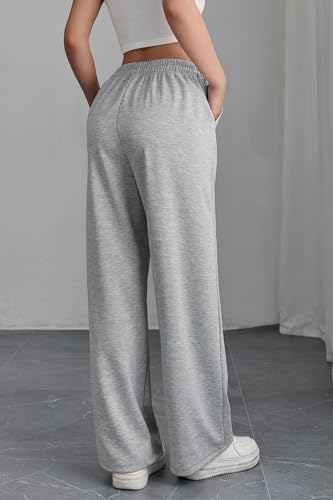 V.A.TOR 189 UNCO&BOROR Women's High Waisted Wide Leg Sweatpants Loose Fit Lounge Legging Pajama Pants with Drawstring Grey XL — view 3