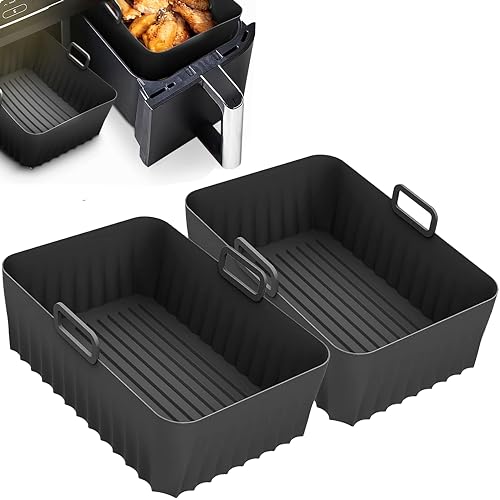Silicone Air Fryer Liners - Ninja AirFryer Accessories - Reusable Silicone Liner, Dual Basket Moulds - Ninja Air Fryer Liners 9.5L - for Double Stack XL, SL400UK, AF400UK, AF451UK, AF300UK, Tower, 2X