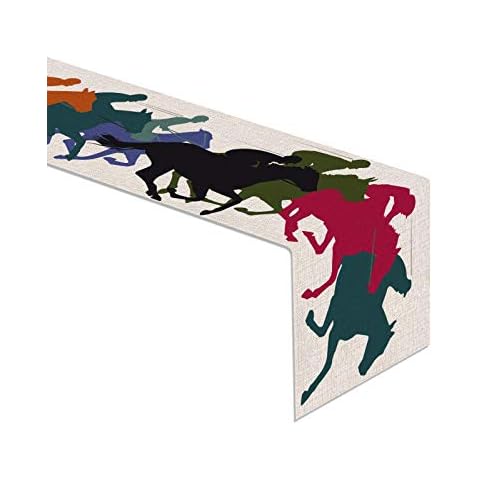 Pudodo Linen Kentucky Derby Table Runner Cover