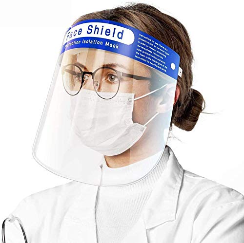 Safety Face Shield 2 Pack, Reusable Face Shields Safety Face Protection Anti-Fog Anti-Air Dust Anti-Static Shield Cap Transparent Shield with Adjustable Elastic Band for Men Women