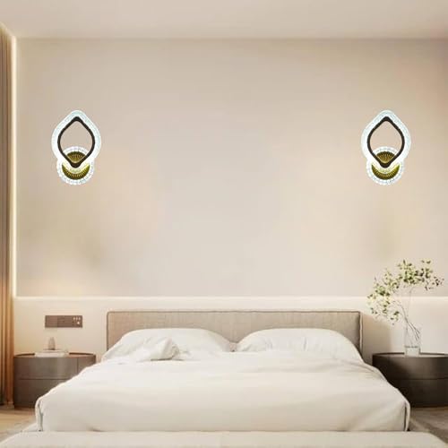 Image of Golden Acrylic Crystal Wall Light for Bedroom & Living Room, 3 Color Changing LED Light, Indoor Decorative Lamp,Designer Wall Mount, Pack of 1,
