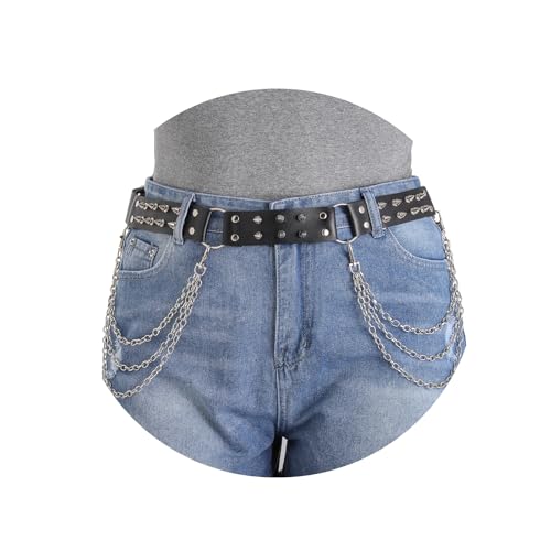 ELABEST Studded Belt Punk Belt Pyramid Waist Belt Gothic Leather Belt Accessories for Women (studded-55in)