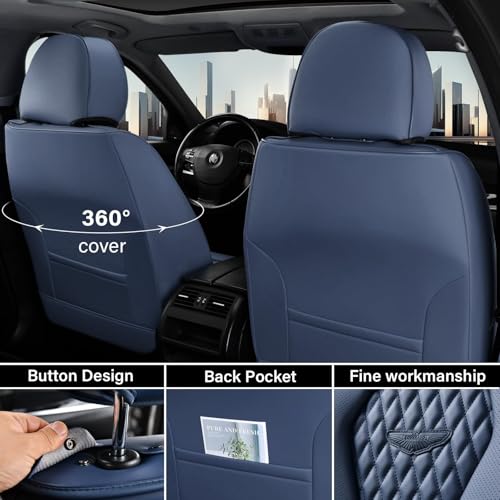 Image of Coverado Seat Covers, Car Seat Covers Front Seats, Blue Car Seat Cover, Waterproof Car Seat Covers, Car Seat Cushion, Front Car Seat Covers Leatherette Car Seat Protector Universal Fit Most Cars