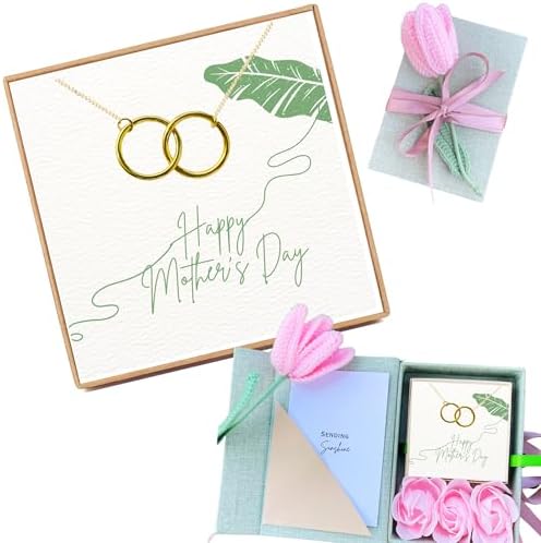 Mothers Necklace Gifts for Mom from Daughter Son, I Love You Mom Necklace Jewelry with Box Birthday Mothers Day Gifts for Women, keepsake box, cute necklace (Silver)