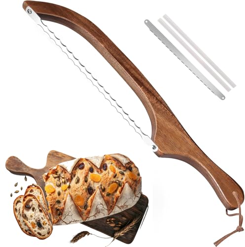 New 2025 Kitchen Gadgets Top Trending: Dual-Blade Bread Knife – Crumb-Free Precision Cutting with Spanish Olive Wood Handle & Extra Blade | 15.7″ Ergonomic Design