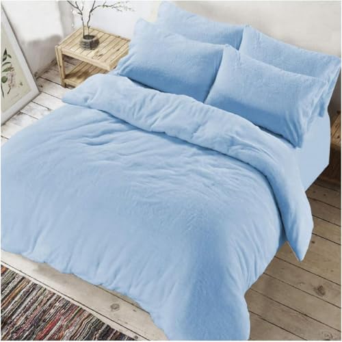 Image of Amazing Super Soft Double Bed Woollen Quilt Cover, 310TC Warm Duvet Cover, Woolen Duvet Cover /Rajai Cover /Blanket Cover /Quilt Cover King Size=90x100 Inches, Winter Blanket Cover (Sky)