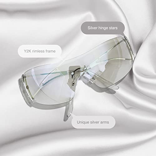 Guvivi Wrap Around Y2K Sunglasses For Women Men Shield Flat Top Sunglasses Futuristic Frameless Gradient Lens Sun Glasses #TOP3