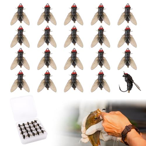 20pcs Leurres de Pêche à la Mouche, 18x15x13mm Leurre à Mouche Leurres Volants Kit de Pêche à la Mouche Truite Leurres de Pêche Souples Appâts de...