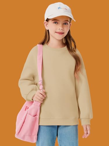 Image of Haloumoning Girls Oversized Crewneck Sweatshirts Kids Fleece Pullover Tops