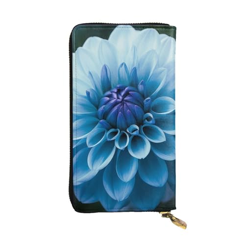 Portefeuille pour femme au motif dahlia bleu, idéal pour vos sorties en ville