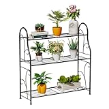 MORITIA 3 Tier Metal Plant Stand Scrollwork Design Indoor and Outdoor Flower Rack, Home Storage Organizer Shelf, 27.9