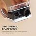 Palladio Double Barrel 3 in 1 Cosmetic Pencil Sharpener with Cover, Stainless Steel Blade, Size Adjuster, Essential for Small and Extra Large Lip Liner, Eyeliner, Brow Pencils