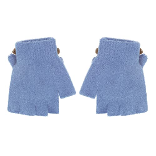 Kids Fingerless Mittens Convertible Flip Top Gloves Children Soft Knitted Gloves for Boys Girls3