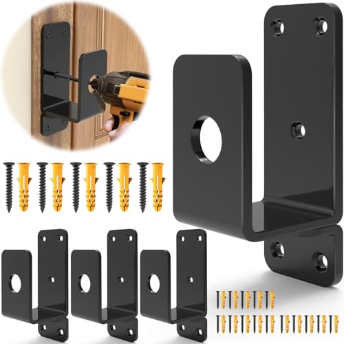 Verdickte Tür-Barricade-Halterung für 2 x 4 Holz, herunterfallende Stangenhalter, Stahl, U-Halterung, für Zuhause, Scheune, Schuppen, Garage, Tor-Sicherheitstürverstärkung (4)