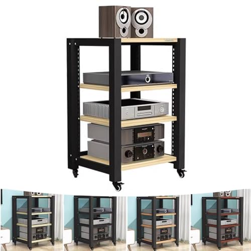 4-poziomowa regulowana wieża nośników do gramofonów, płyt CD i komponentów HiFi, solidne rozwiązanie do przechowywania klonu (60 x 50 x 85 cm) - idealna dla audiofilów i stylowa dekoracja domu