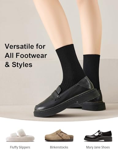 ACCFOD Womens Cute Aesthetic Crew Socks, Casual Lightweight Neutral Cotton Slouchy Socks for Women4