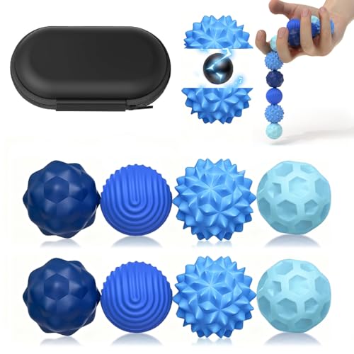 8PCS Magnetic Fidget Balls (8 Stück) Magnetkugeln Stressball Silikon Magnetische Sensorik Bälle Spielzeug Sensorisches Spielzeug Anti Stress Stimming Sensory Fidget Toys für Erwachsene ADHS (Blue)
