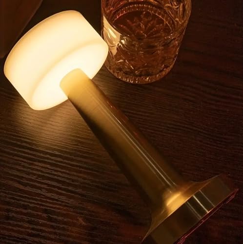NYRWANA Table Lamp | 2000 mAh Battery | Table Lamp for Bedroom, Table Lamp for Living Room, Lamps for Bedroom, 3 Colour Touch Control - Metal (Gold) - Image 4