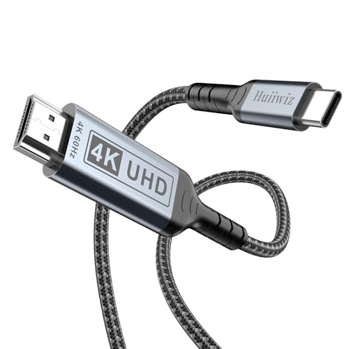 Huiiwiz USB C to HDMI Cable for iPhone iPad MacBook Galaxy to TV Projector Monitor, USB-C to HDMI Cord Adapter, Thunderbolt 3 4 5 to HDMI Cable(4K 60Hz, 10FT)