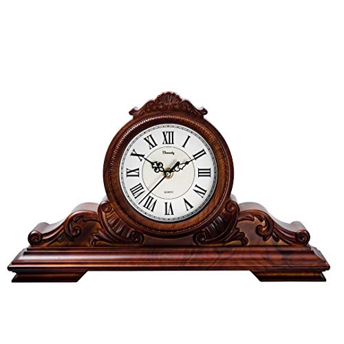 Horloge de cheminée, Horloge de cheminée silencieuse rétro, Horloge de cheminée de décoration de Salon, Ancienne Horloge de Table 13,2 x 8,4 Pouces, Calme, Convient pour cheminée