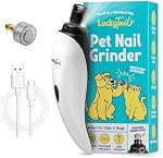 LuckyTail - Dog Nail Grinder - Small & Large Dogs - Silent Operation (30 - 50 dB) - Powerful 2-Speed Motor (8,000 & 10,000 RPM) - LED Light - Rechargeable - Pet Grooming Kit - Dog Nail Trimmers