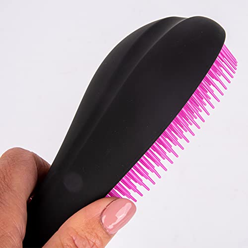 La Briantina Detangling Hair Brush Anti Knots, Soft and Flexible Bristles, Length 20 cm, Black, Unica - Image 4