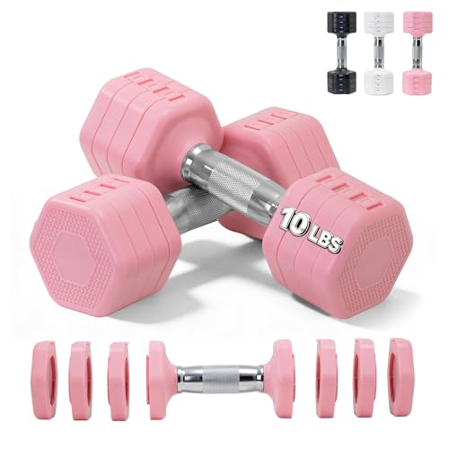 Image of Adjustable Dumbbell Set of 2 Total 20 Lbs 4-in-1 Each 4lb 6lb 8lb 10lb 1s-Adjust Dual-Stable Free Weights for Women Men Home Gym Outdoor Workouts
