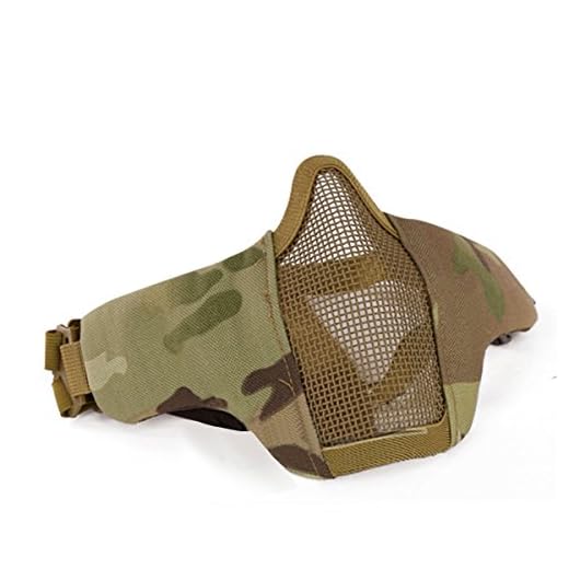 GES Plegable táctico Media mascarilla de la máscara al Aire Libre Malla Protectora Riding máscara Transpirable para Airsoft Paintball CS con Correa Ajustable Cinturón (CP)