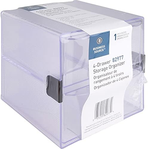 Business Source, BSN82977, 4-drawer Storage Organizer, 1 Each, Clear