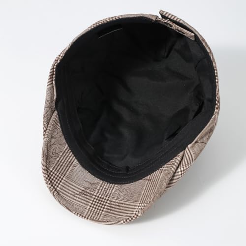 Image of Quanhaigou Men's Cotton Flat Ivy Gatsby Newsboy Driving Hat Adjustable Irish Cabbie Ivy Driving Hunting Cap (Maple Leaves Khaki)