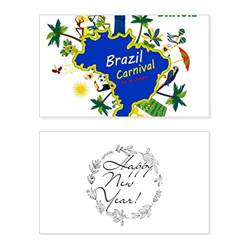 Tarjeta de bendición de Brasil y Carnaval con mapas y el Monte Corcovado