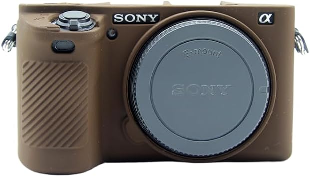 Camera Case for Sony A6500 - Protective Silicone DSLR Skin Cover, Detachable Cage, Shockproof, Dustproof Brown
