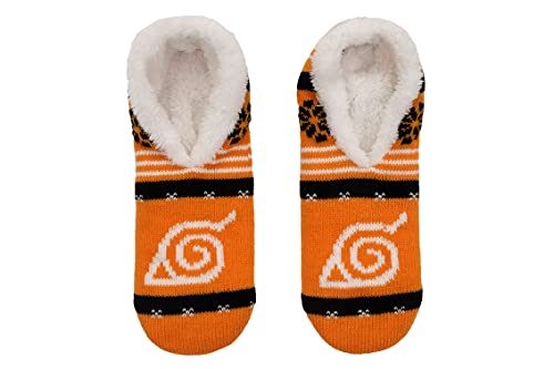 Everything Legwear Naruto Shippuden Hidden Leaf Fair Isle Plush Slip On Socks - One Size Fits Most (1 Pair)