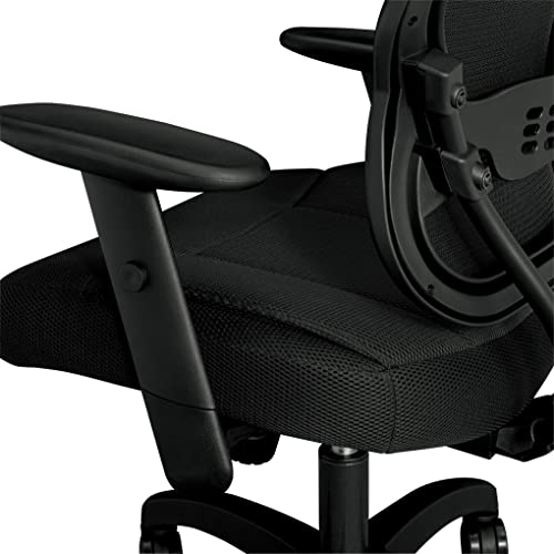 Hon Wave Office Chair Mid Back Mesh Ergonomic Computer Desk Chair - Adjustable Arms, Lumbar Support, Synchro-Tilt Tension Angle Lock Recline, Comfortable Cushion, 360 Swivel Rolling Wheels - Black #TOP6