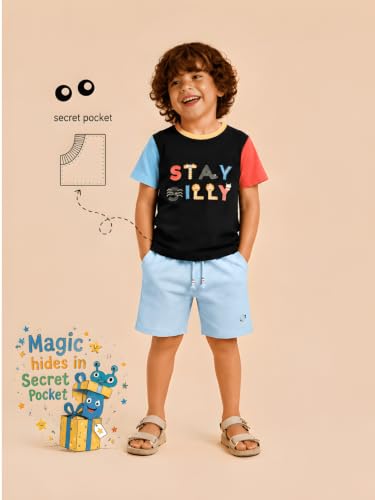 Image of Pilolo Kids Soft Cotton Lycra Pocket T-Shirt for Boys - (Combo Pack of 2)
