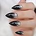 Produktbild Klassische schwarze französische falsche Nägel Stiletto einfach zu tragen Bling Glitter Sharp Design 24Pcs Drücken Sie auf Diy Bling UV-Nägel