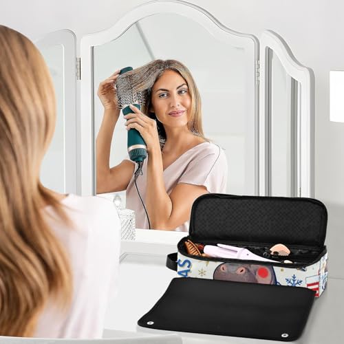 Organizador 2 en 1 para herramientas de cabello y tapete resistente al calor con cierre impermeable portátil para plancha, rizador y secador de cabello miniatura 6