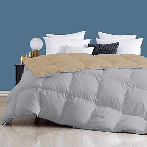 Image of Day Care - 400 GSM Hotel Quality-Down Alternative Reversible Comforter (90 inch x 90 inch Inches /228cm x 228cm) - Comforter Queen Size|Silver /Beige| TC - 450
