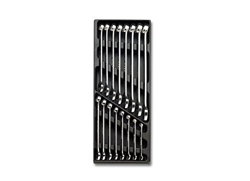 Beta 2424 T15 Offset Combination Wrench Set, 16 Pieces ranging from 6mm to 21mm in Tray, with Chrome Plated