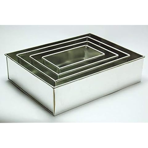 4 Tier Multilayer Birthday Wedding Anniversary Cake Tins - 6",8",10",12" (3" Deep) (Rectangle) Cover