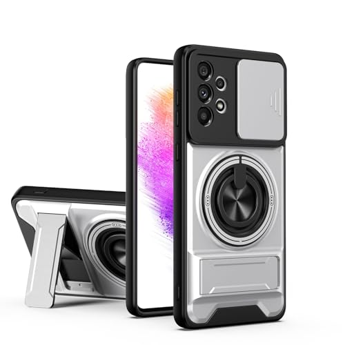 linsuyu Case Compatible with Samsung Galaxy A73 5G, Compatible with Samsung Galaxy A73 5G Magnetic Dual-Stand Phone Case Silver